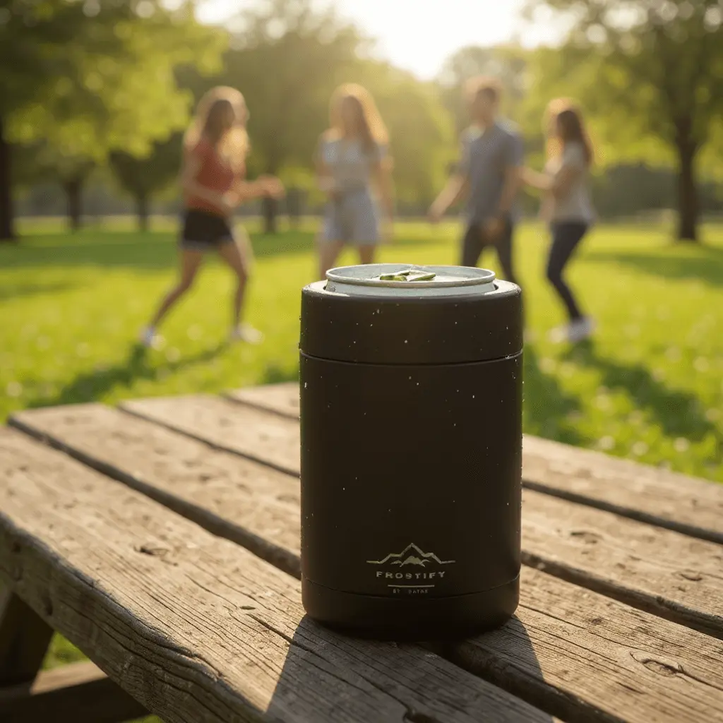 Frostify cooler on table in sunlight