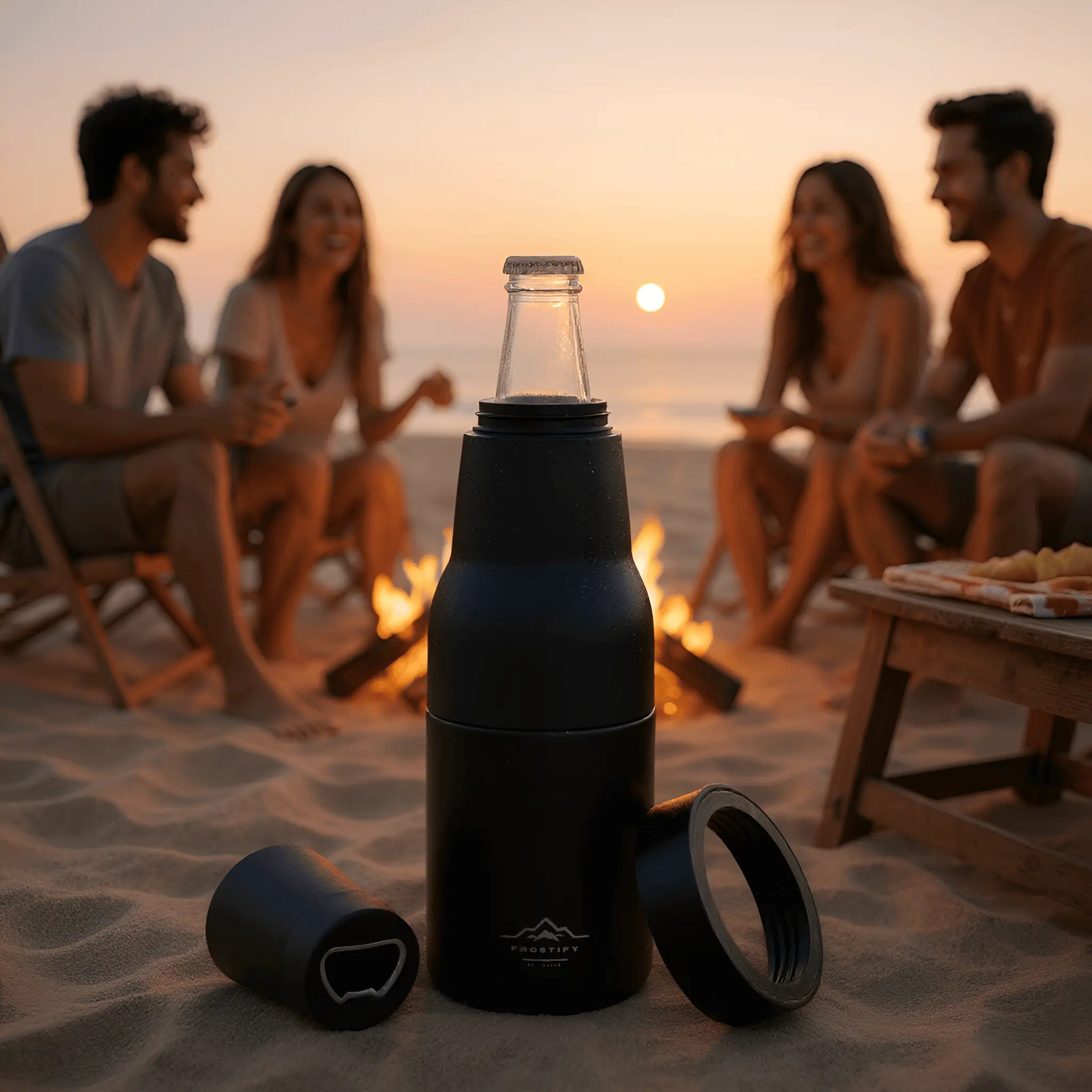 Premium Frostify Black Stubby Holder and Beer Cooler - Keep your drinks cold in style